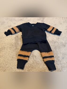 Olive + Scout Baby Boy's Long Sleeve Outfit Sweatshirt Pants 6-12m Black Brown